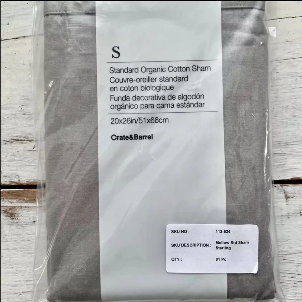 CRATE & BARREL Mellow Standard ORGANIC Cotton Pillow Sham 20